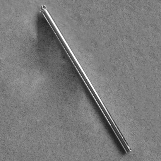 Picture of 5 PCs Brass Charms Platinum Plated Bar Tassel 5cm