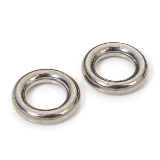 5 個 14mm 直径、 3mm 304ステンレス鋼 口閉じ丸カン 丸カン シルバートーン 円形 の画像