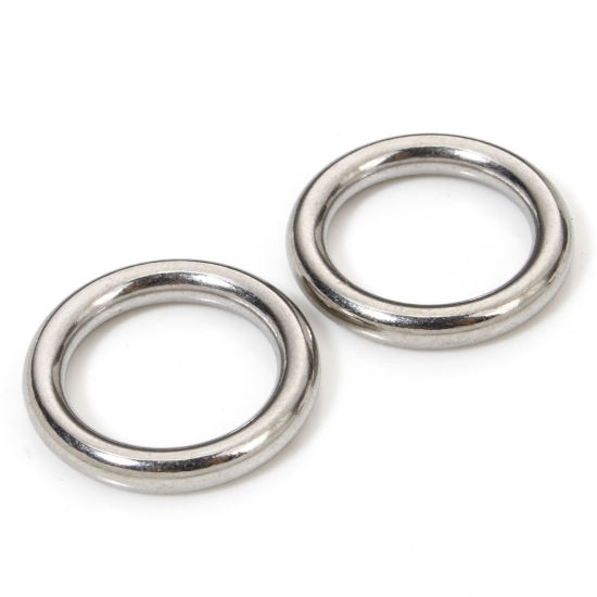 5 個 20mm 直径、 3mm 304ステンレス鋼 口閉じ丸カン 丸カン シルバートーン 円形 の画像