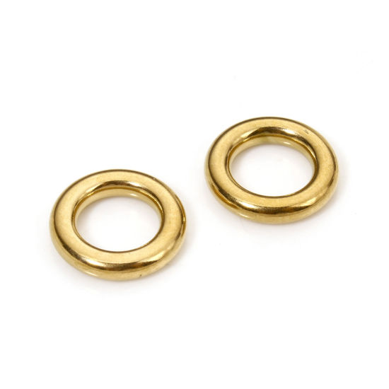 5 個 10mm 直径、 2mm 真空メッキ 304ステンレス鋼 口閉じ丸カン 丸カン 18Kゴールドメッキ 円形 の画像