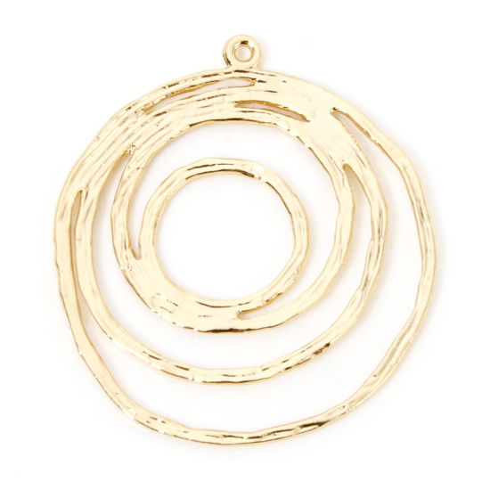 Immagine di 2 Pz Ottone Geometrico Ciondoli Irregolare Placcato Oro 18K Circolo Filigrana 29mm x 26mm