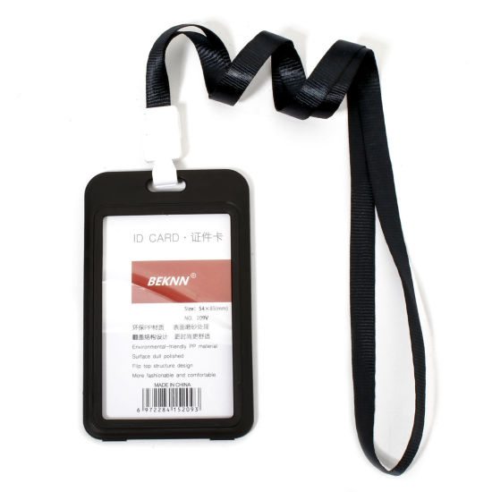 Image de 12 Pcs Protèges Cartes Simple en Polyester & PVC Rectangle Noir 11.2cm x 6.9cm
