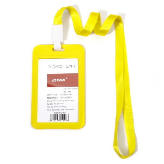 Image de 12 Pcs Protèges Cartes Simple en Polyester & PVC Rectangle Jaune 11.2cm x 6.9cm