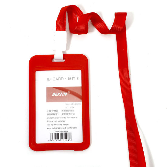 Image de 12 Pcs Protèges Cartes Simple en Polyester & PVC Rectangle Rouge 11.2cm x 6.9cm