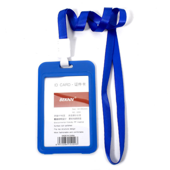 Image de 12 Pcs Protèges Cartes Simple en Polyester & PVC Rectangle Bleu Foncé 11.2cm x 6.9cm