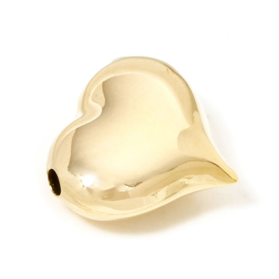 Imagen de 1 Unidad Respetuoso del Medio Ambiente Latón día de San Valentín Colgantes Corazón 18K Oro Real Chapado 3D 3cm x 2.6cm