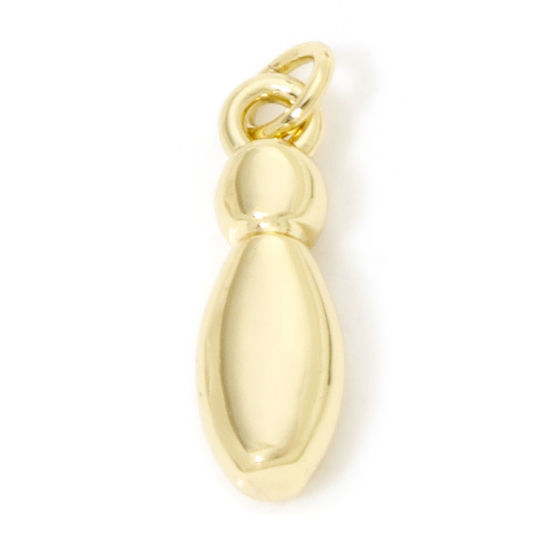 Picture of 1 Piece Eco-friendly Brass Charms 18K Real Gold Plated Lowercase Letter Message " i " 3D 20mm x 6mm