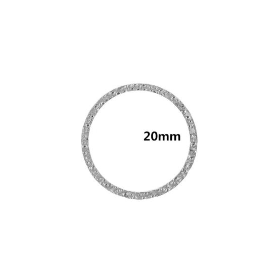 Immagine di 5 Pz 304 Acciaio Inossidabile Pendenti Charms Connettori Tondo Tono Argento goffratura 20mm Dia.
