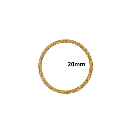 Immagine di 5 Pz Placcatura Sottovuoto 304 Acciaio Inossidabile Pendenti Charms Connettori Tondo Placcato Oro 18K goffratura 20mm Dia.