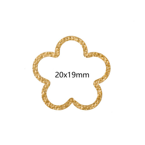 Immagine di 5 Pz Placcatura Sottovuoto 304 Acciaio Inossidabile Pendenti Charms Connettori Fiore Placcato Oro 18K goffratura 20mm x 19mm