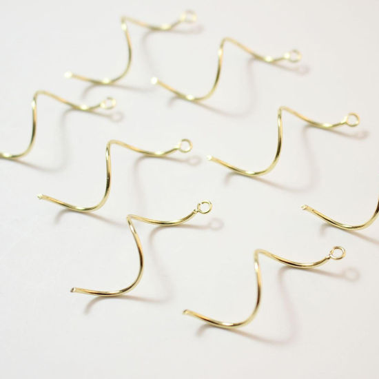 Image de 2 Pcs Pendentifs en Laiton Plaqué Or 14K Forme de S Courbe 3.8cm