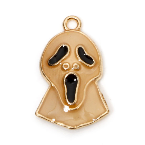 Imagen de 10 Unidades Zamak Halloween Colgantes Chapado en Oro Cara de fantasma Brillan en la oscuridad 25mm x 15mm