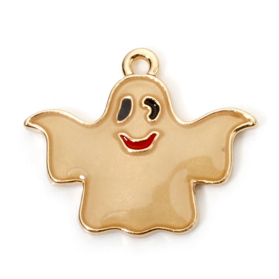 Imagen de 10 Unidades Zamak Halloween Colgantes Chapado en Oro Halloween Fantasma Brillan en la oscuridad 23.5mm x 19.5mm