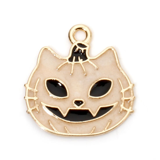 Imagen de 10 Unidades Zamak Halloween Colgantes Chapado en Oro Cara de fantasma Brillan en la oscuridad 20mm x 20mm