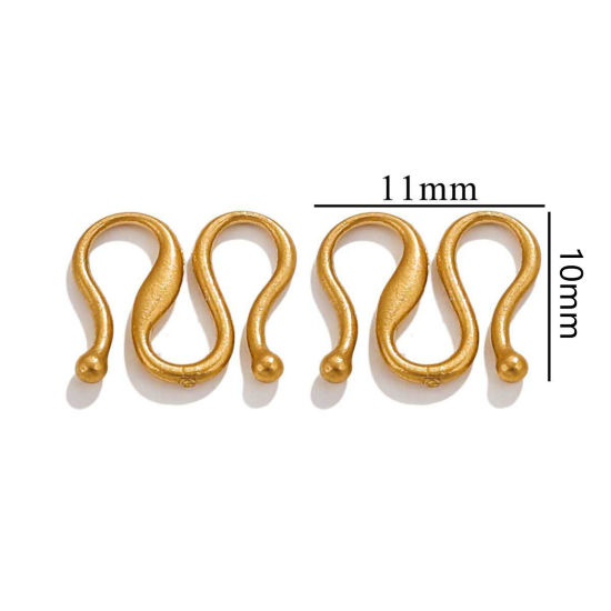 Image de 5 Pcs Connecteurs en 304 Acier Inoxydable Placage sous Vide Forme de M Plaqué Or 18K 11mm x 10mm