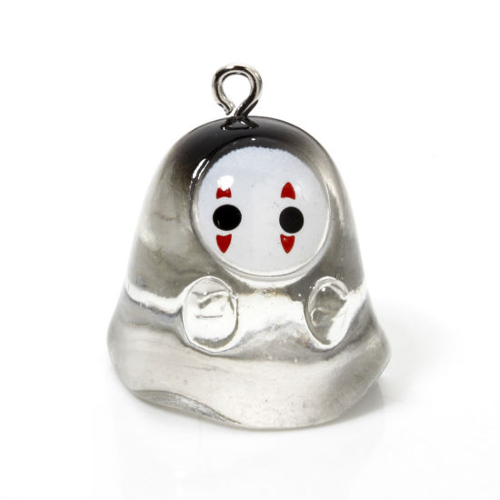 5 個 樹脂 ハロウィン チャーム ハロウィン幽霊 3D クリア色 25mm x 21mm、 の画像