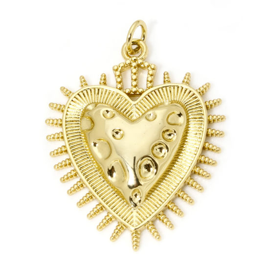 Image de 1 Pièce Pendentifs Religieux en Laiton Respectueux de la Nature Coeur de Ex-Voto Plaqué Or Véritable 18K 3.4cm x 2.5cm