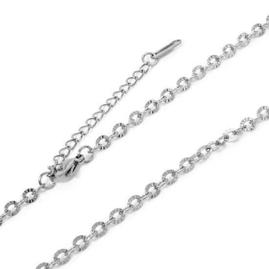 Image de Colliers En Gros Argent Mat en 304 Acier Inoxydable, Chaîne Maille Forçat, Unisexe Minimaliste Cadeau Bijoux pour Détaillants 40cm long, Taille de la Chaîne: 4mm, 1 Pièce