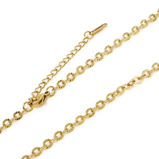 Image de Colliers En Gros Doré en 304 Acier Inoxydable, Chaîne Maille Forçat, Unisexe Revêtement sous Vide PVD Respectueux de l'Environnement Minimaliste Cadeau Bijoux pour Détaillants 40cm long, Taille de la Chaîne: 4mm, 1 Pièce