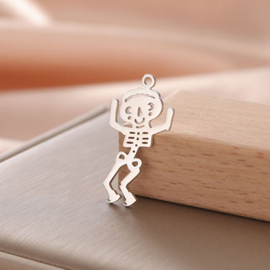 1 個 304ステンレス鋼 ハロウィン チャーム シルバートーン 骨組み 26mm x 12mm、 の画像