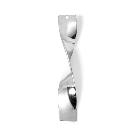 Image de 2 Pcs Pendentifs en 304 Acier Inoxydable Courbé Argent Mat Rectangle 5.9cm x 1cm