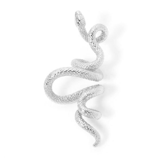 Image de 2 Pcs Pendentifs En Gros en Laiton Plaqué Platine Véritable Serpent 3D 3.9cm x 1.7cm