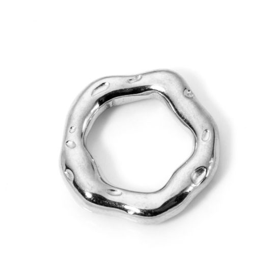 Immagine di 2 Pz 304 Acciaio Inossidabile Pendenti Charms Connettori Tondo Tono Argento Struttura 20mm x 19mm