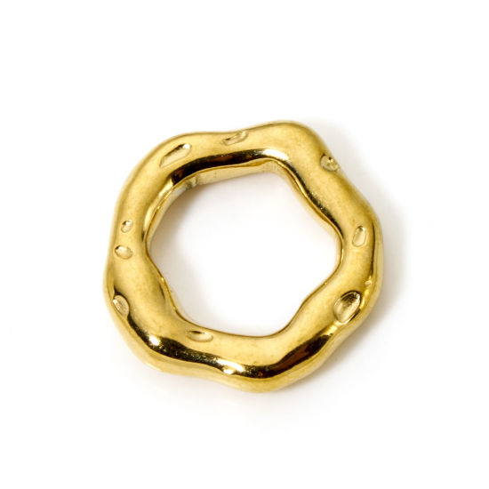 Immagine di 2 Pz Placcatura Sottovuoto PVD Ecologica 304 Acciaio Inossidabile Pendenti Charms Connettori Tondo Placcato Oro 18K Struttura 20mm x 19mm