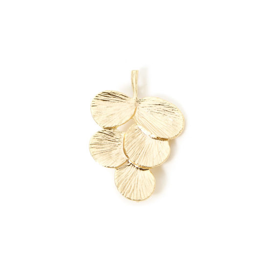 Image de 2 Pcs Breloques en Laiton Respectueux de la Nature Feuille Plaqué Or Véritable 18K 29mm x 19mm