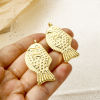 Picture of 1 Piece Eco-friendly Brass Ocean Jewelry Pendants 18K Real Gold Plated Fish Animal 46mm x 22mm