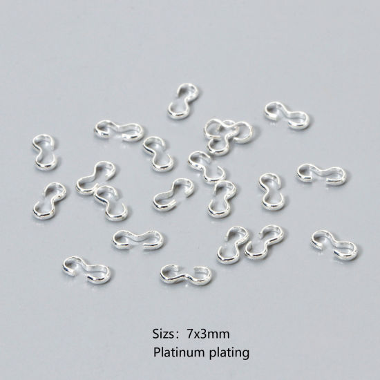 Imagen de 50 Unidades Respetuoso del Medio Ambiente Latón Conectores Cierre 3 Forma Platino Real Chapado 7mm x 3mm