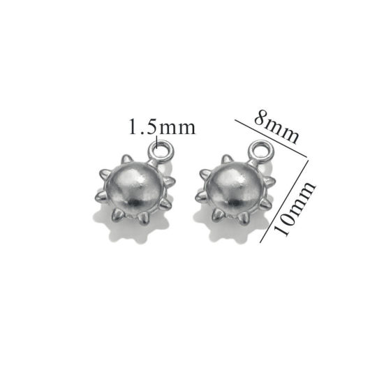 Immagine di 5 Pz 304 Acciaio Inossidabile Mini Ciondoli Tono Argento 3D 10mm x 8mm