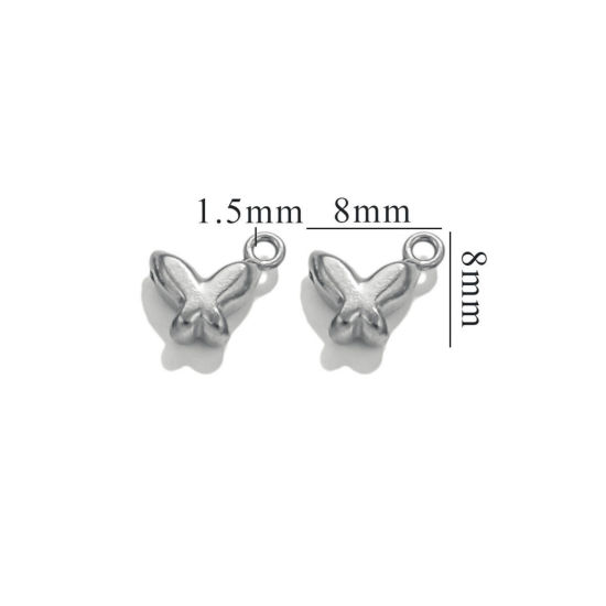 Immagine di 5 Pz 304 Acciaio Inossidabile Mini Ciondoli Farfalla Tono Argento 3D 8mm x 8mm