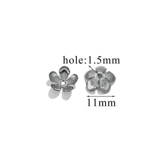 50 個 304ステンレス鋼 座金 フラワー シルバートーン 12mm 11.5mm x 11mm、 の画像