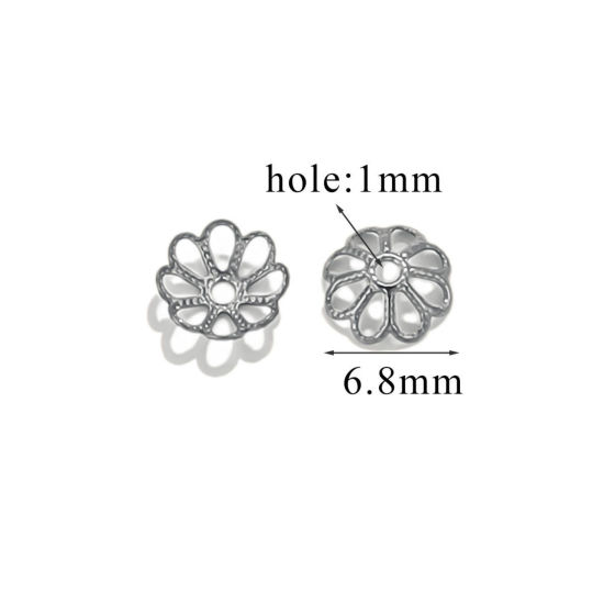 50 個 304ステンレス鋼 座金 フラワー シルバートーン 8mm 7mm x 7mm、 の画像