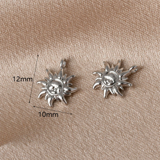 Immagine di 2 Pz Ottone Galassia Ciondoli Platino Placcato Sole 12mm x 10mm