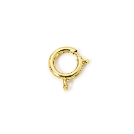 Image de 5 Pcs Fermoirs à Ressort en Laiton Respectueux de la Nature Rond Plaqué Or Véritable 18K 19mm x 16mm