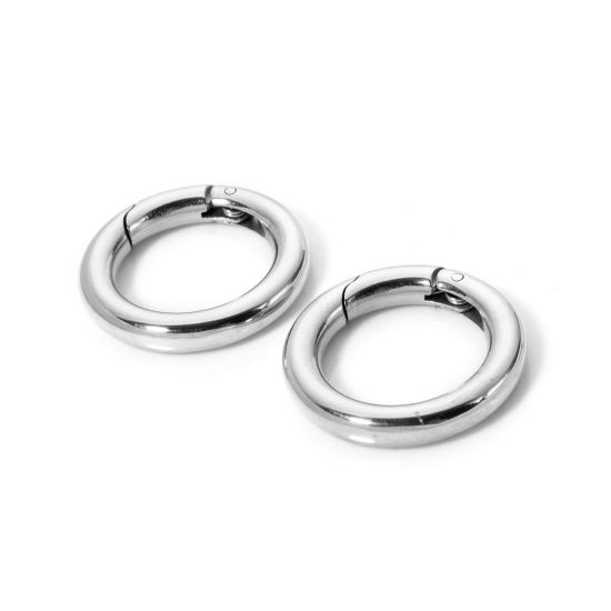 1 個 304ステンレス鋼 スプリングリングクラスプ 円形 シルバートーン つやだし 24mm 直径、 の画像