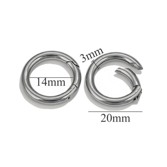 1 個 304ステンレス鋼 スプリングリングクラスプ 円形 シルバートーン つやだし 20mm 直径、 の画像