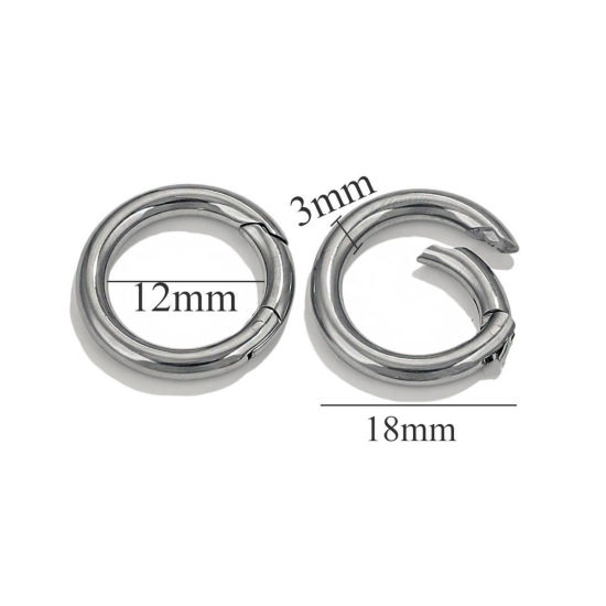 1 個 304ステンレス鋼 スプリングリングクラスプ 円形 シルバートーン つやだし 18mm 直径、 の画像