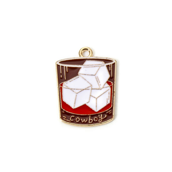 Immagine di 10 Pz Lega di Zinco Cowboy dell'Ovest Ciondoli Oro Placcato Bianco Bicchiere da vino Smalto 25.5mm x 19mm