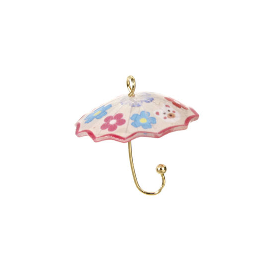 Image de 5 Pcs Breloques Collection de Météo en Laiton & Résine Parapluie 3D Plaqué Or 18K Multicolore 22mm x 20mm