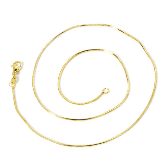 Image de 1 Pièce Chaîne Maille Serpent en Laiton Colliers Plaqué Or 18K 47cm long, Taille de Cha?ne: 1.1mm