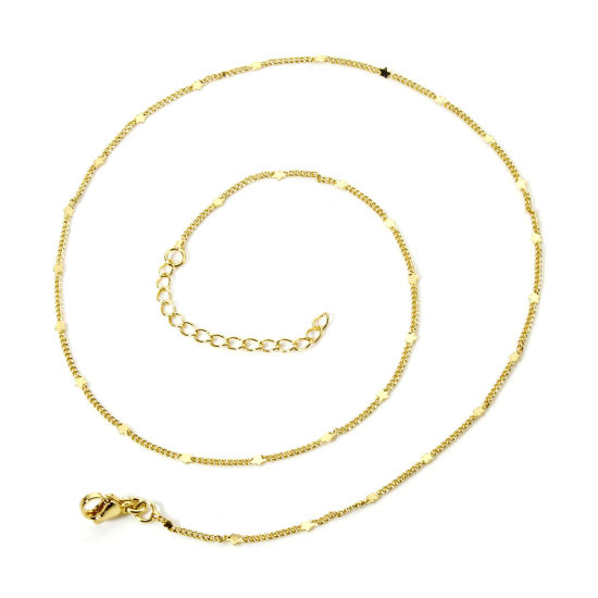Image de 1 Pièce Chaîne Maille Cheval en Laiton Colliers Plaqué Or 18K 45cm long, Taille de Cha?ne: 1.4mm