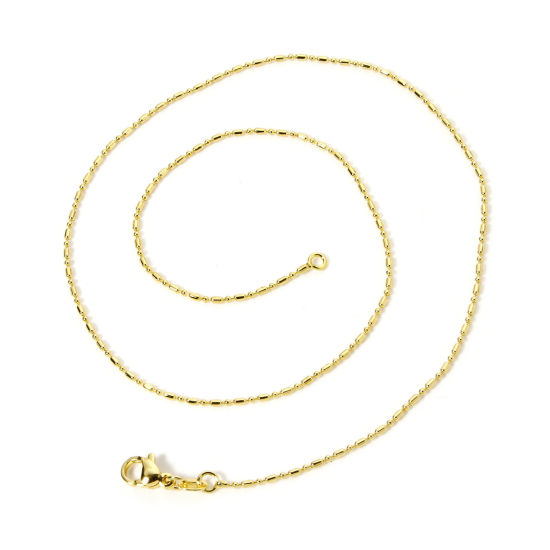 Image de 1 Pièce Chaîne Maille Bambou en Laiton Colliers Plaqué Or 18K 44.5cm long, Taille de Cha?ne: 1.3mm