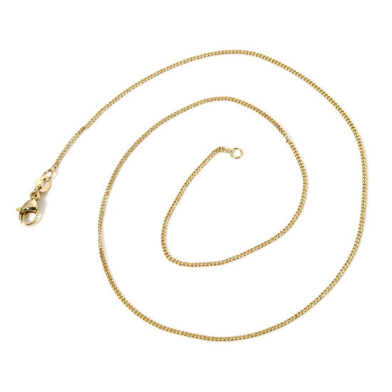 Image de 1 Pièce Chaîne Maille Cheval en Laiton Colliers Plaqué Or 18K 45cm long, Taille de Cha?ne: 1.3mm