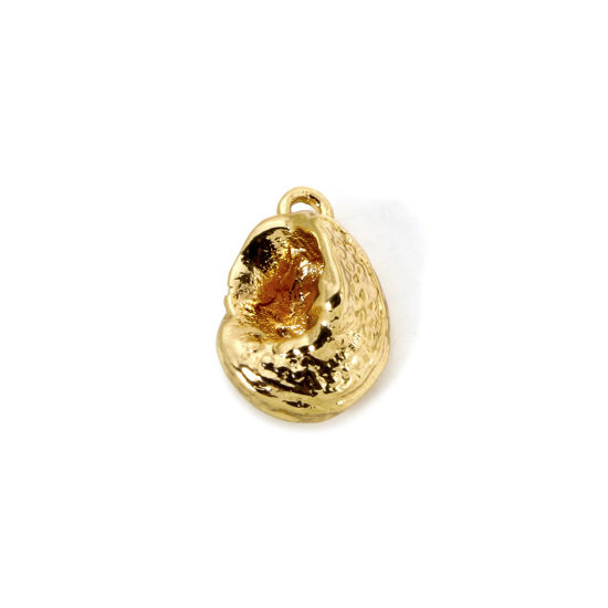 Image de 2 Pcs Breloques Bijoux d'Océan en Laiton Plaqué Or 18K Escargot de Mer 3D 12mm x 8mm