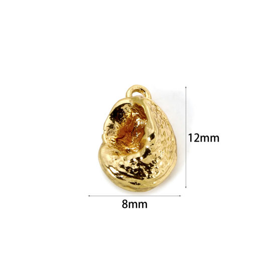 Image de 2 Pcs Breloques Bijoux d'Océan en Laiton Plaqué Or 18K Escargot de Mer 3D 12mm x 8mm