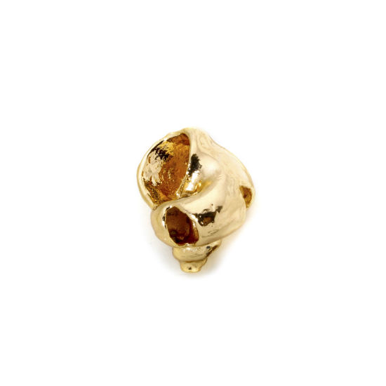 Image de 2 Pcs Breloques Bijoux d'Océan en Laiton Plaqué Or 18K Escargot de Mer 3D 17mm x 15mm