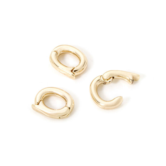 Image de 5 Pcs Fermoirs à Rabat en Laiton Respectueux de la Nature Ovale Plaqué Or Véritable 18K 9mm x 7.5mm